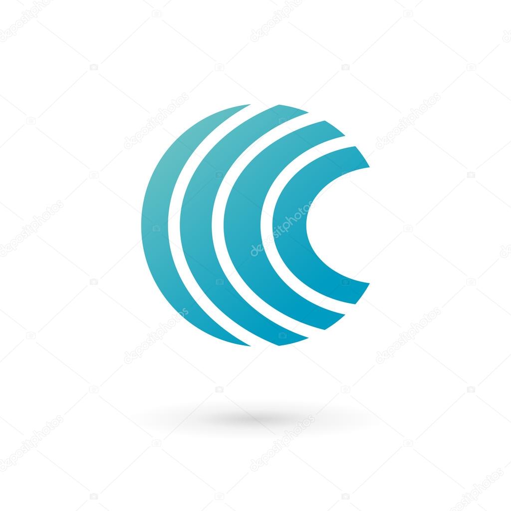 Letter C wireless logo icon design template elements. Vector color sign