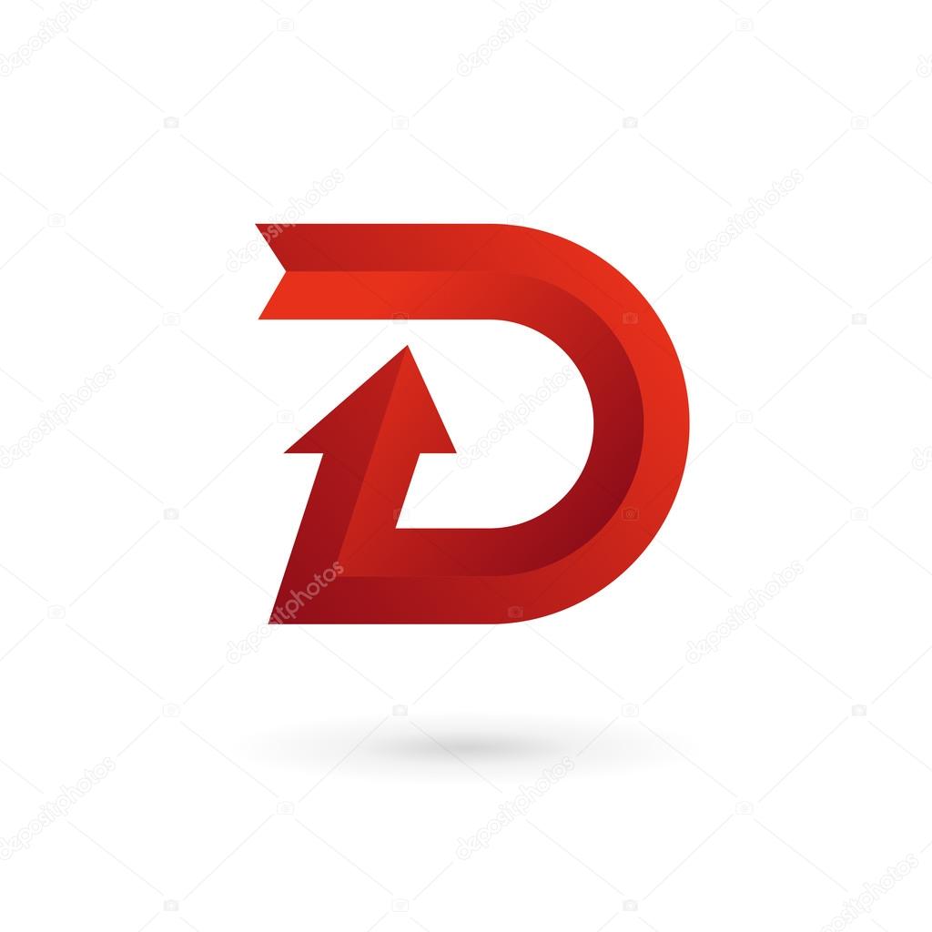 Letter D arrow ribbon logo icon design template elements. Vector color sign