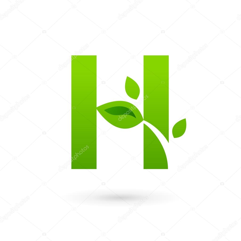 Letter H eco leaves logo icon design template elements. Vector color sign