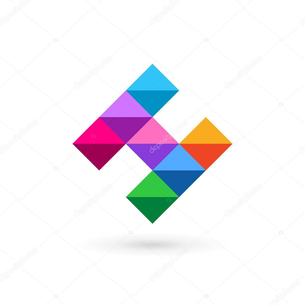 Letter H mosaic logo icon design template elements. Vector color sign