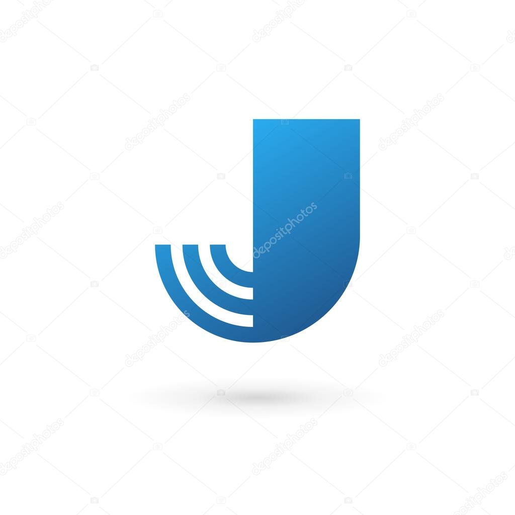 Letter J wireless logo icon design template elements. Vector color sign