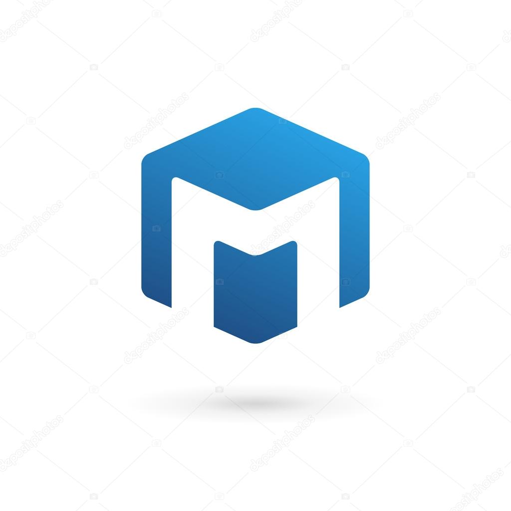 Letter M cube logo icon design template element