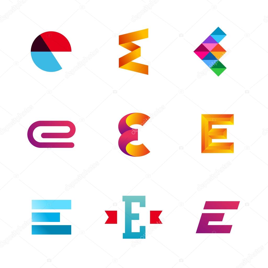 Set of letter E logo icons design template elements. Collection of vector signs