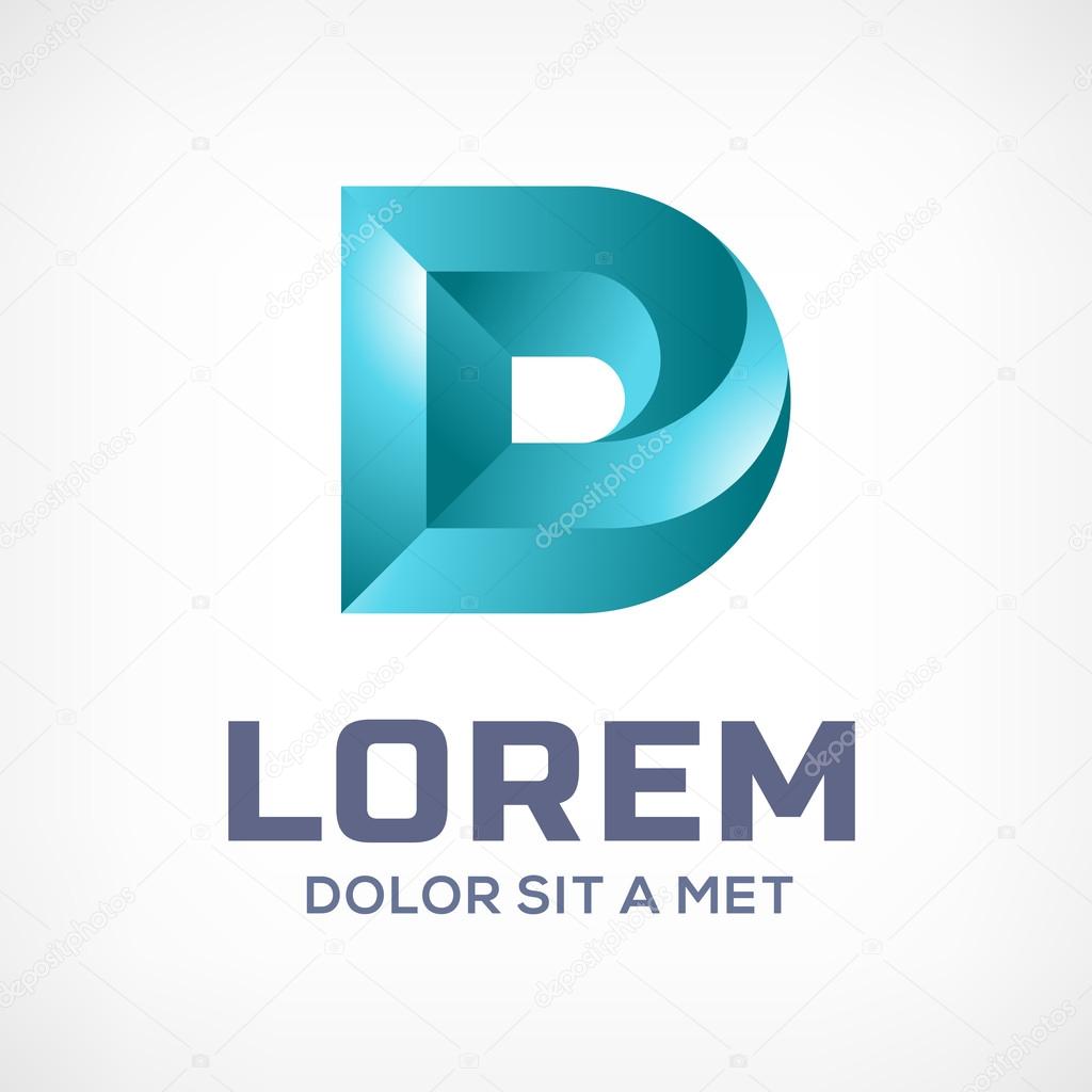 Letter D 3d logo icon design template elements. Vector color sign