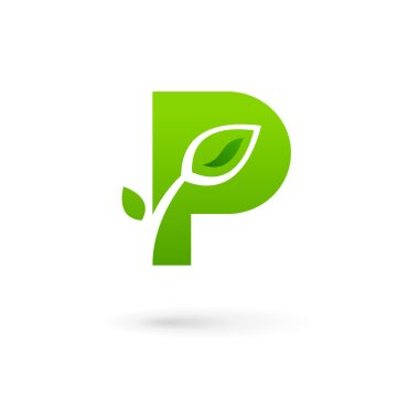 Letter P eco leaves logo icon design template elements clipart