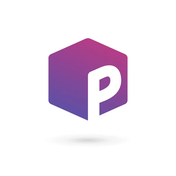 Bokstaven P kub logo ikon designelement mall — Stock vektor