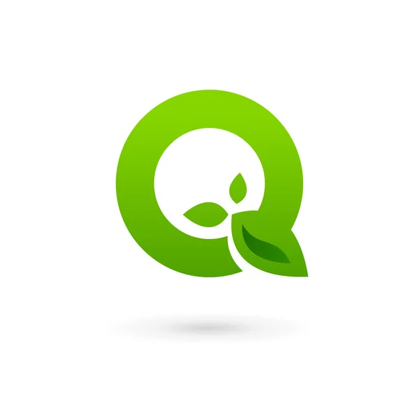 Letra Q eco deja elementos de plantilla de diseño de icono de logotipo — Vector de stock