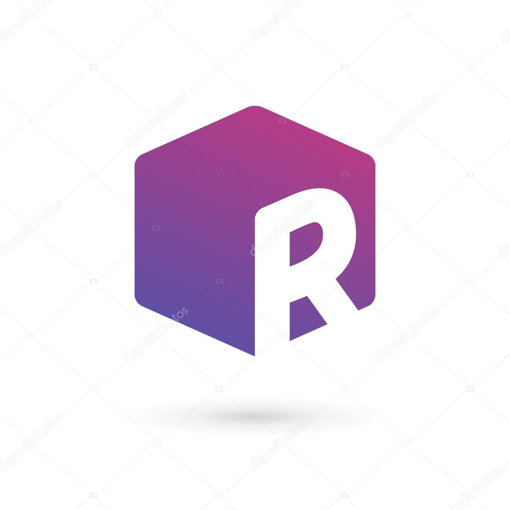 Letter R cube logo icon design template element
