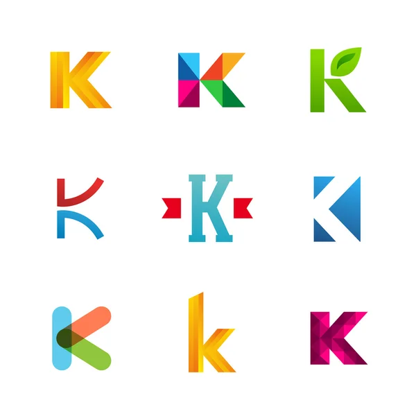 A K betűs sablon logo ikonok látványelemek csoportja. Gyűjtemény — Stock Vector