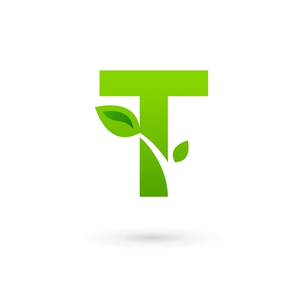 Letra T eco deja elementos de plantilla de diseño icono logo — Vector de stock