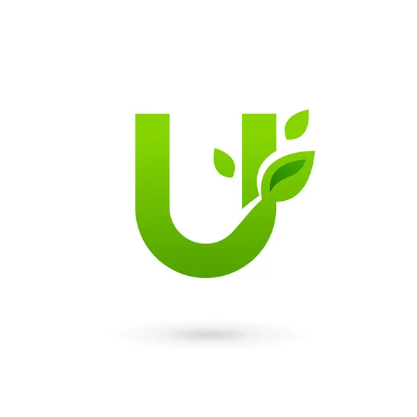 Letra U eco deja elementos de plantilla de diseño icono logo — Vector de stock