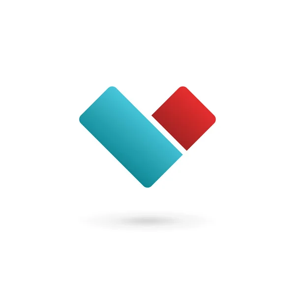 Icono del logotipo de la plantilla de diseño empresarial con letra V y corazón — Vector de stock