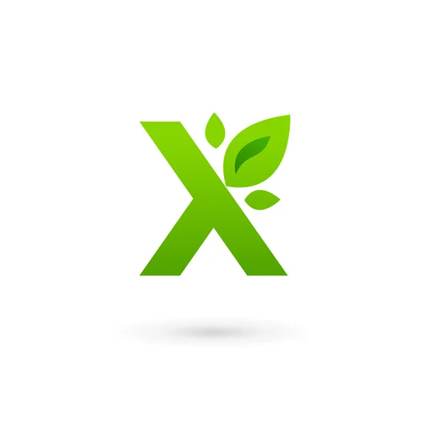 편지 X 에코 나뭇잎 로고 아이콘 디자인 서식 파일 요소 — 스톡 벡터