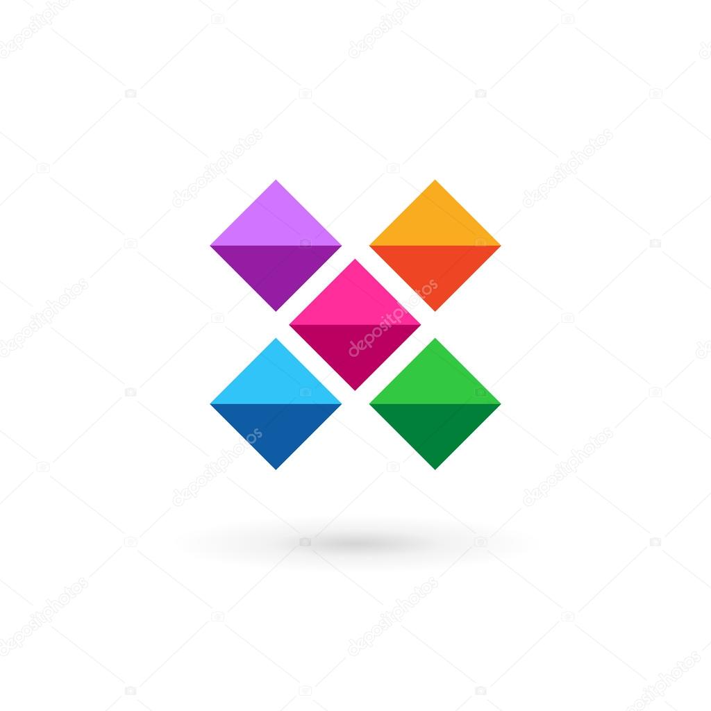 Letter X mosaic crystal logo icon design template element