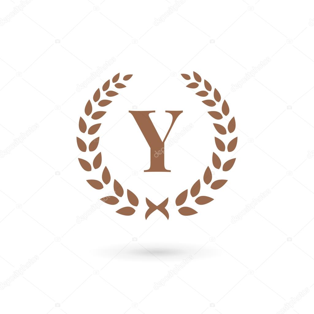 手紙 Y 月桂樹の花輪ロゴのアイコン デザイン テンプレート要素 ストックベクター C Arbuzu