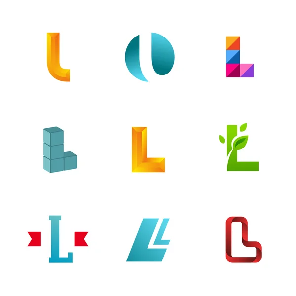 Set of letter L logo icons design template elements — Stock Vector