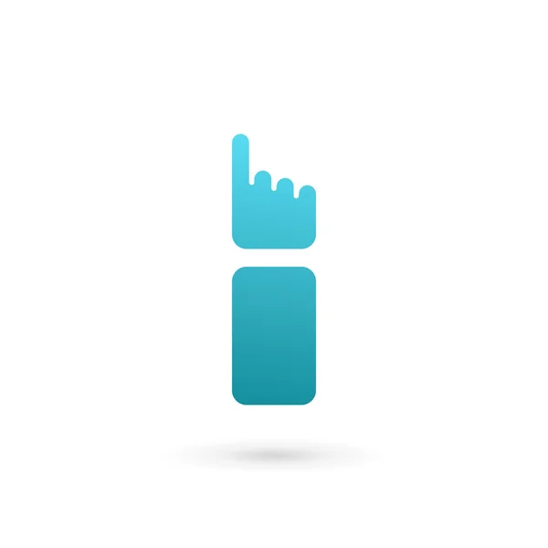Huruf I tangan menyentuh templat desain ikon layar aplikasi - Stok Vektor