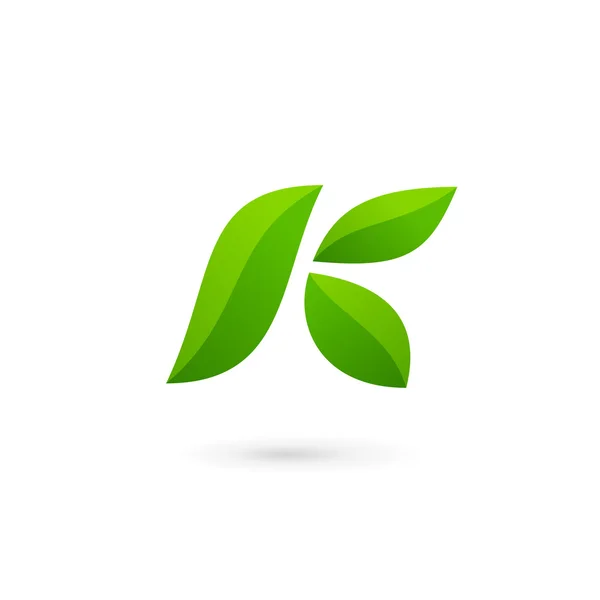 편지 K 에코 나뭇잎 로고 아이콘 디자인 서식 파일 요소 — 스톡 벡터