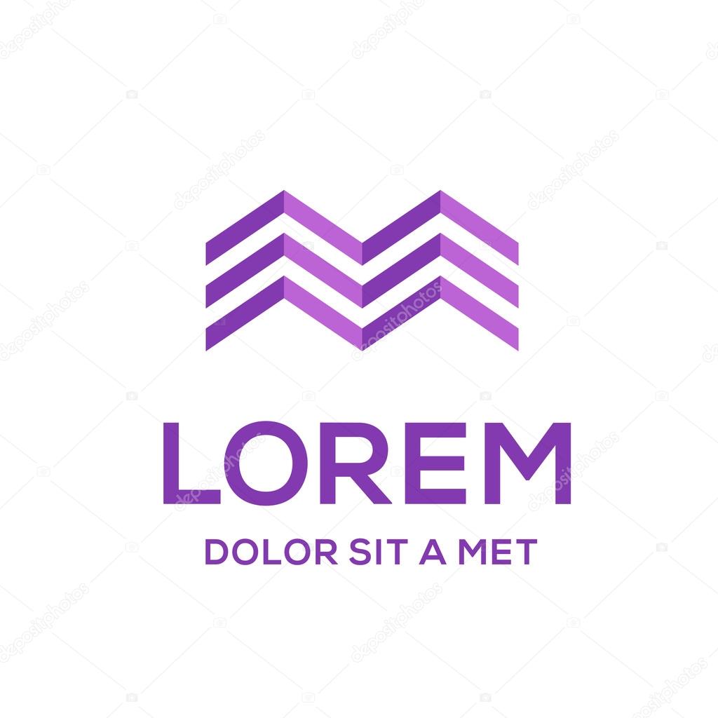 Business logo icon design template with letter M and hous