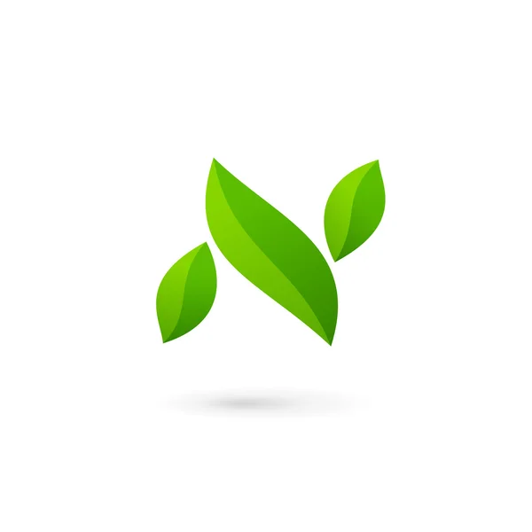 Letra N eco deja elementos de plantilla de diseño de icono de logotipo — Vector de stock