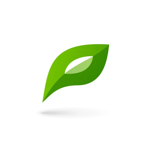 Letra P eco deja elementos de plantilla de diseño de icono de logotipo — Vector de stock