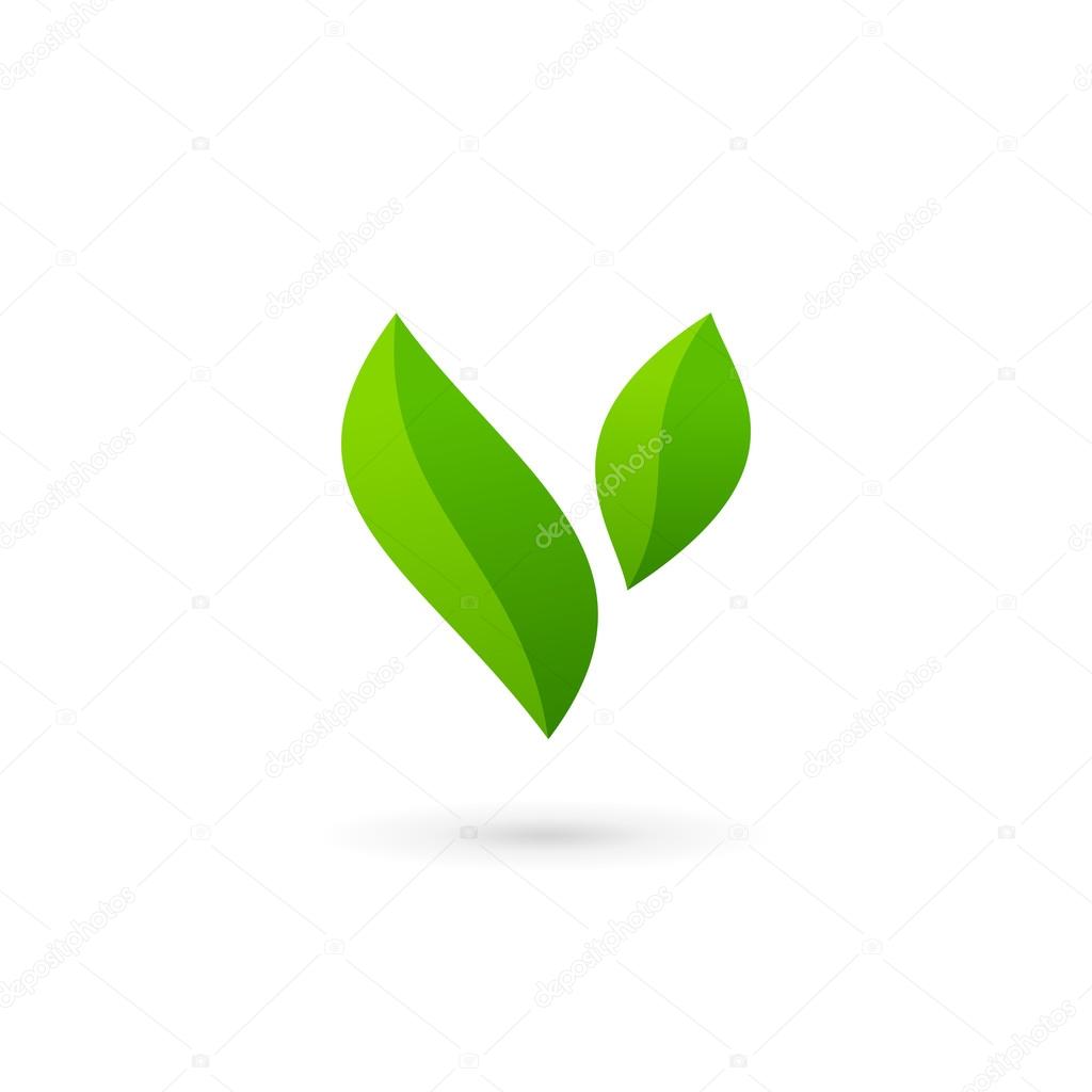 Letter V eco leaves logo icon design template element