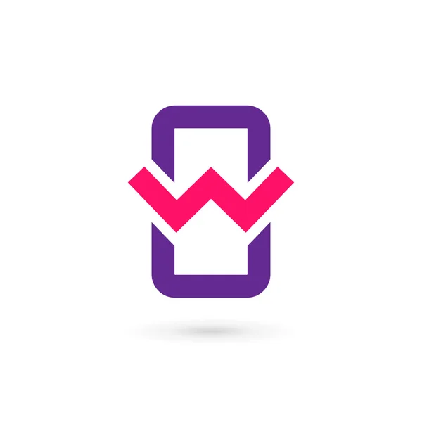 Téléphone portable app lettre W logo icône conception éléments de modèle — Image vectorielle