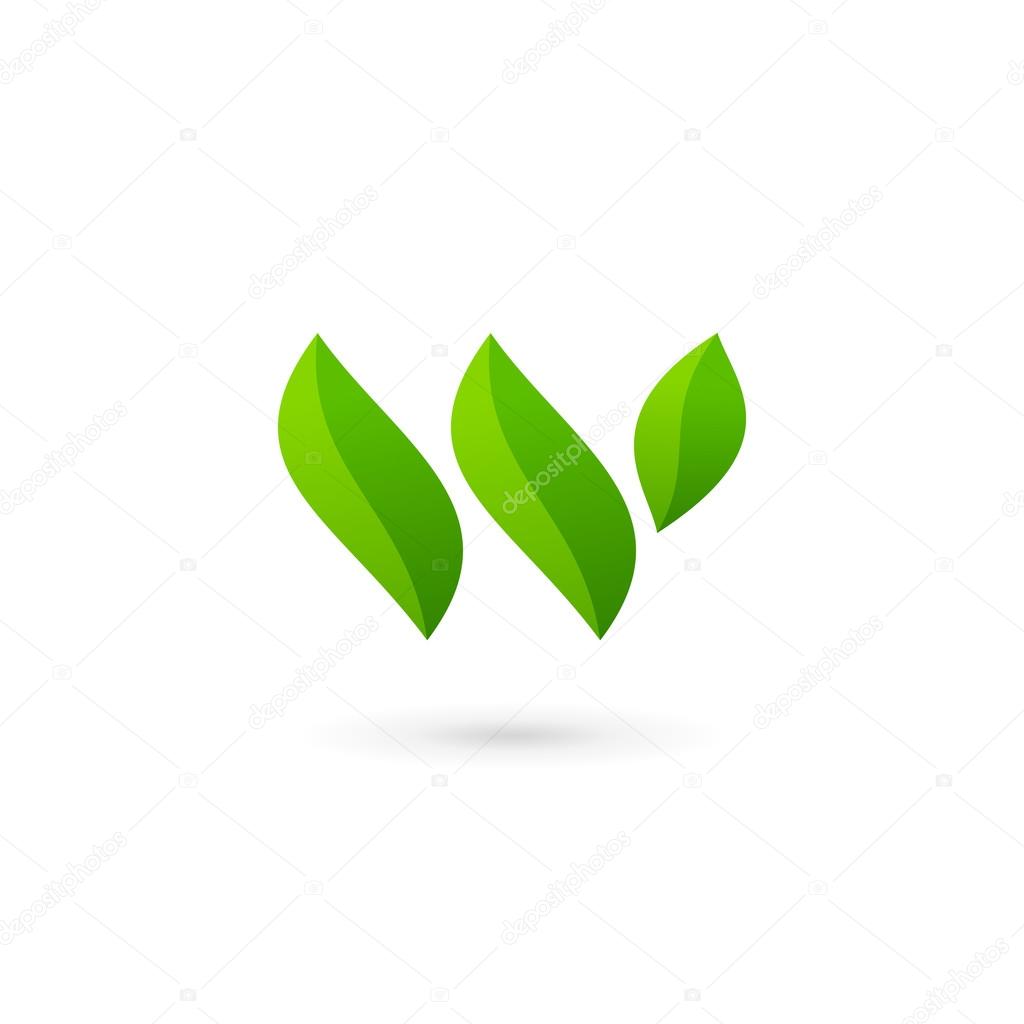 Letter W eco leaves logo icon design template element