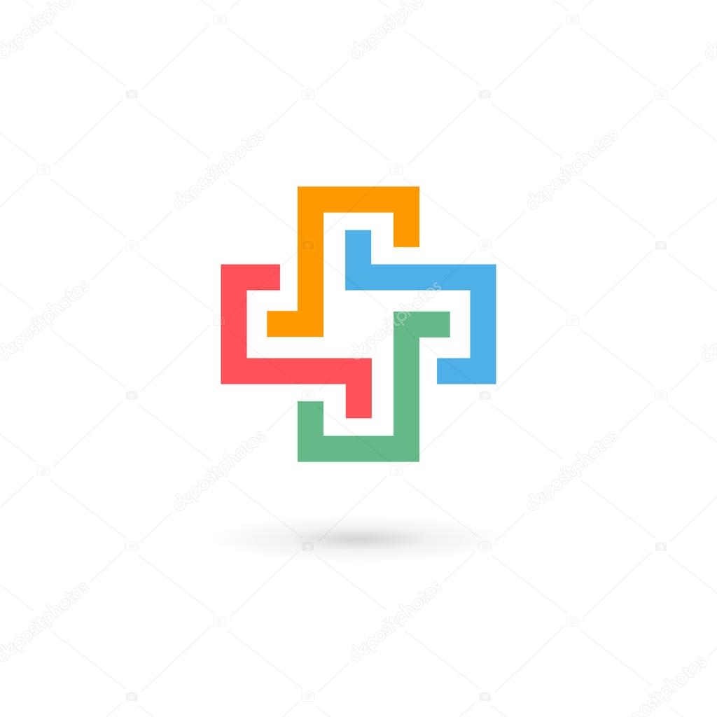 Cross plus medical logo icon design template element