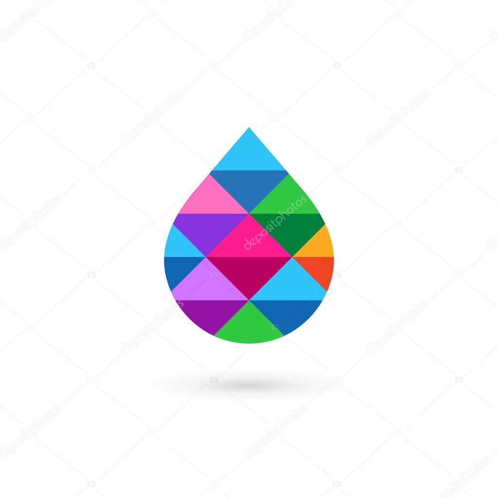 Water drop symbol mosaic logo design template icon. May be used in ecological, medical, chemical, food and oil design