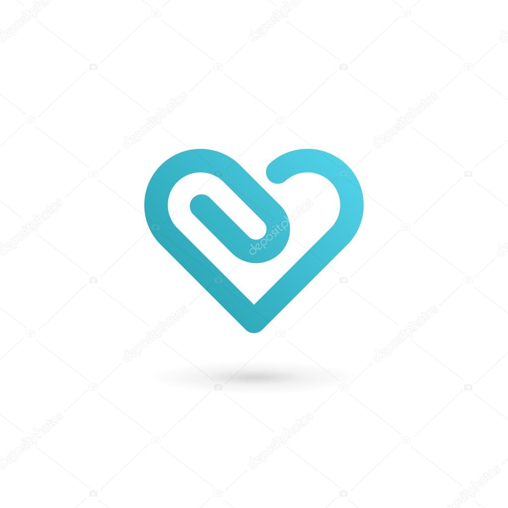 Heart symbol clip logo icon design template. May be used in medical, dating, Valentines Day and wedding design