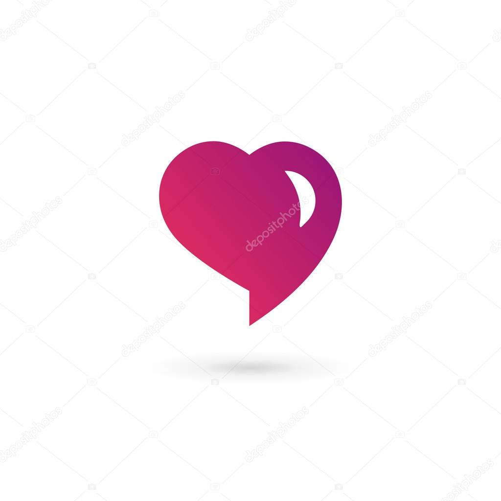 Heart symbol speech bubble logo icon design template. May be used in medical, dating, Valentines Day and wedding design