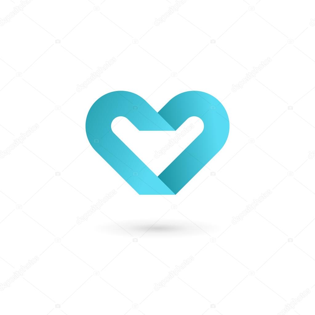 Letter V heart symbol logo icon design template element