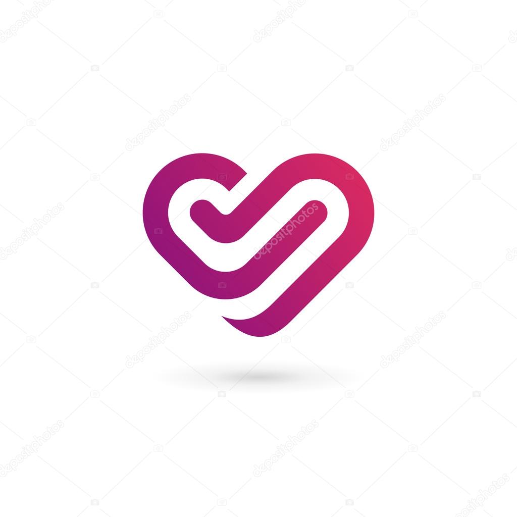 Letter V heart symbol logo icon design template element
