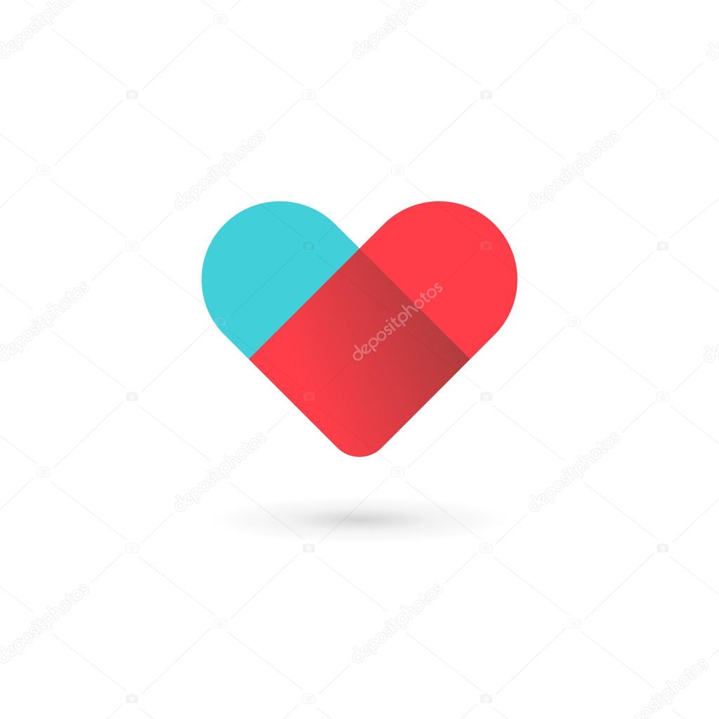 Letter V heart symbol logo icon design template element