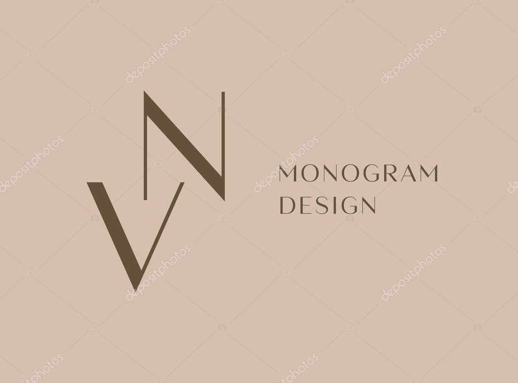 VN or NV letter logo icon design. Classic style luxury initials monogram.