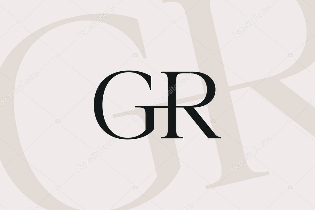 GR or RG letter logo icon design. Classic style luxury initials monogram.