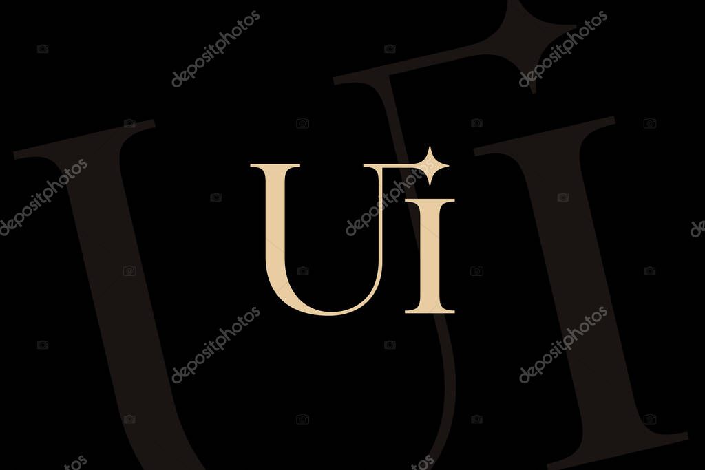 UI or IU letter logo icon design. Classic style luxury initials monogram.