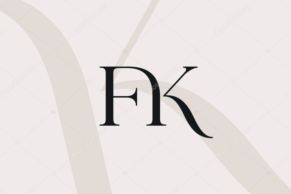 FK or KF letter logo icon design. Classic style luxury initials monogram.