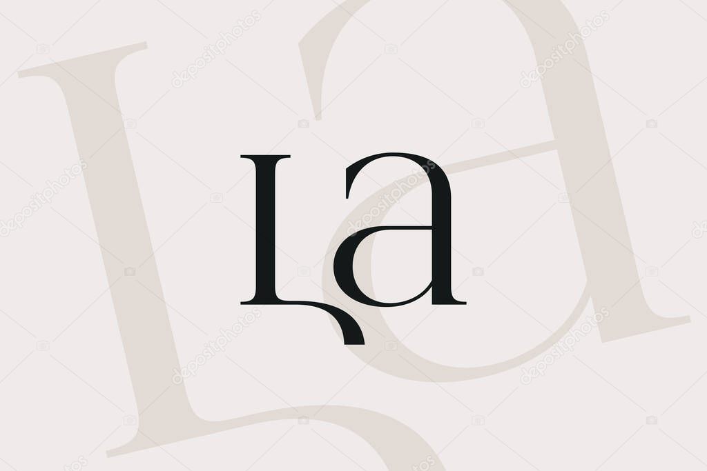 LA or AL letter logo icon design. Classic style luxury initials monogram.