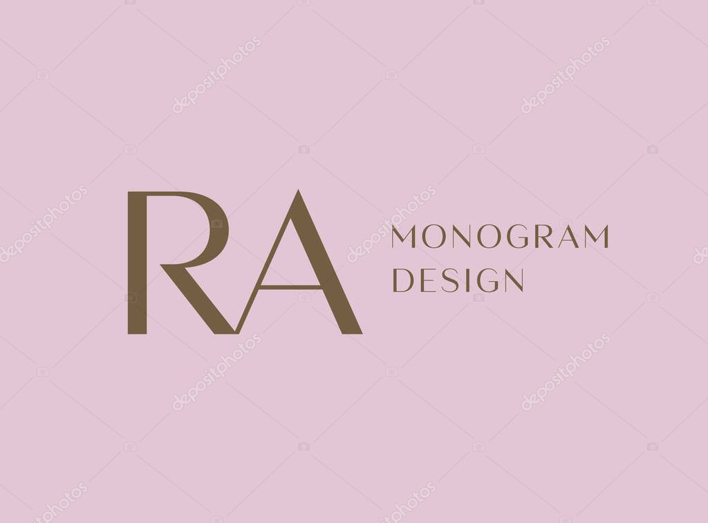 RA letter logo icon design. Classic style luxury initials monogram.