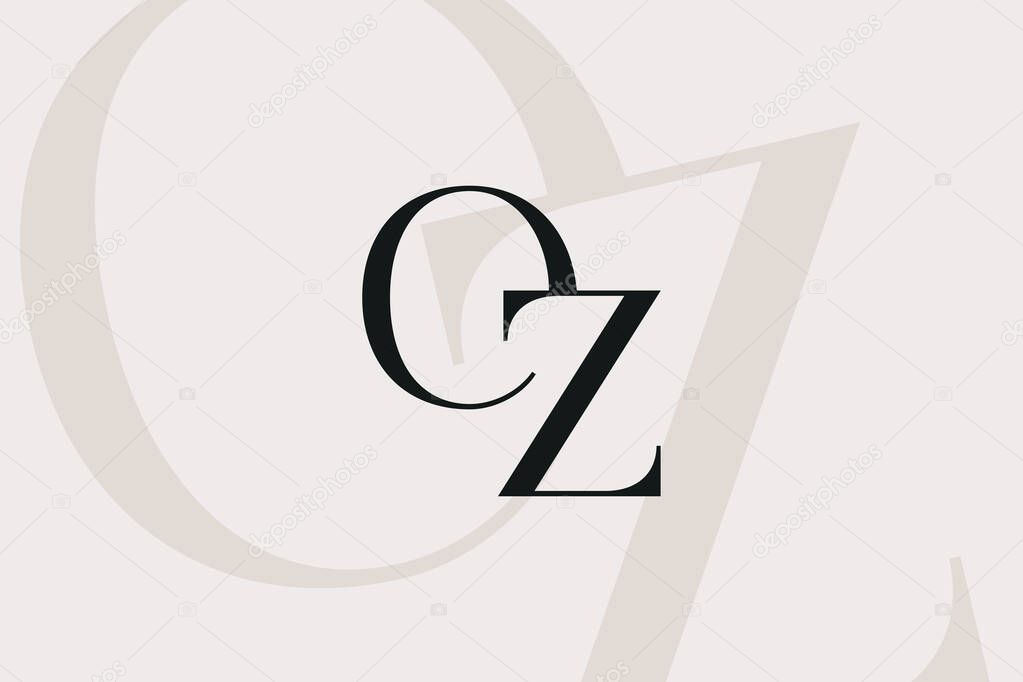 OZ or ZO letter logo icon design. Classic style luxury initials monogram.