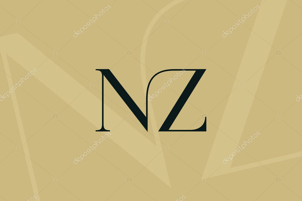NZ or ZN letter logo icon design. Classic style luxury initials monogram.