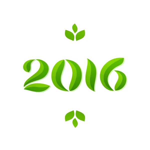 新年あけましておめでとうございます 2016年エコ葉グリーティング カード デザイン — ストックベクタ