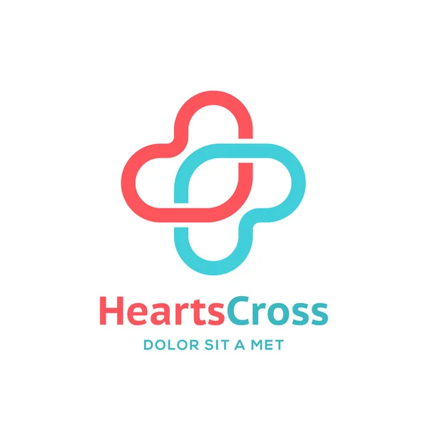 Croce più cuore logo medico icona elementi modello di design Illustrazione Stock