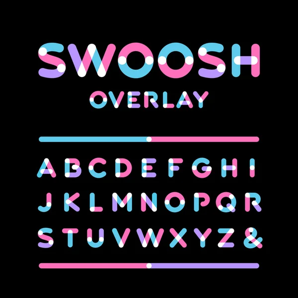 Rounded font. Vector alphabet with overlay effect letters. — Stock Vector