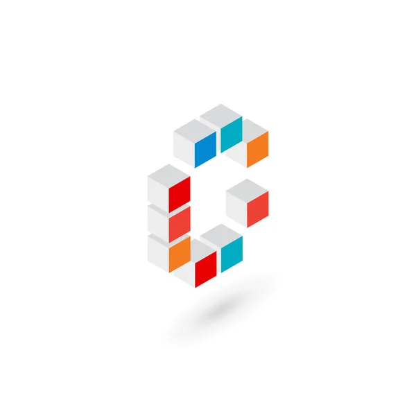 3D kocka C betű logó ikon design sablon elemei — Stock Vector