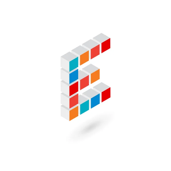 3D-kubus E logo letterpictogram sjabloon ontwerpelementen — Stockvector