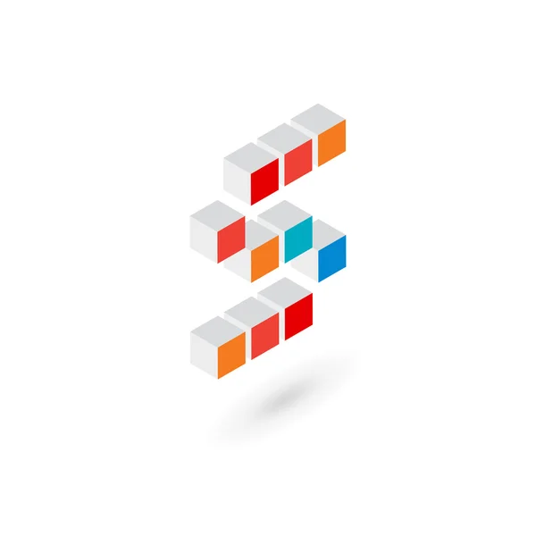 3d 큐브 s 로고 아이콘 디자인 서식 파일 요소 — 스톡 벡터