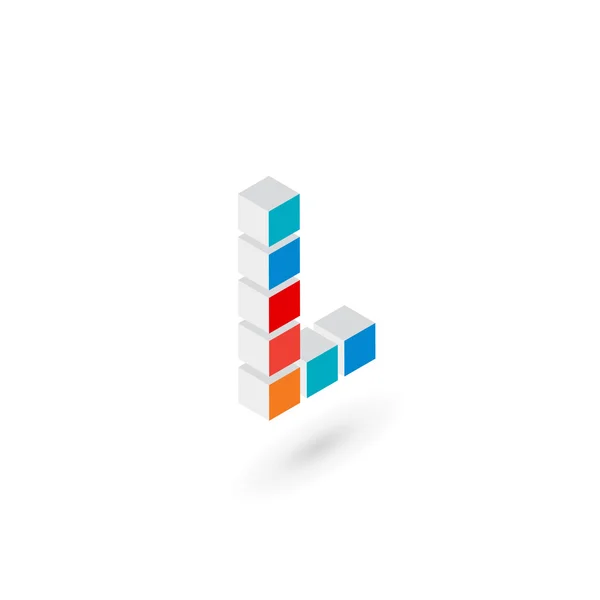 3d cubo letra L logotipo icono elementos de plantilla de diseño — Vector de stock